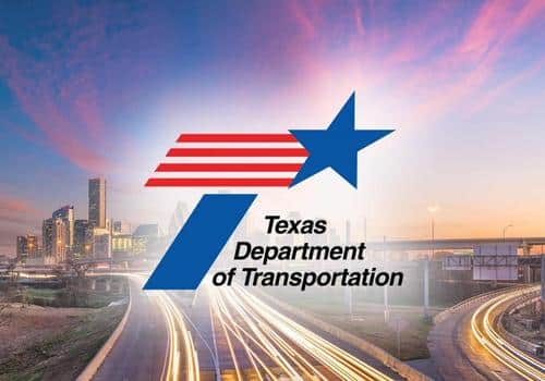 Texas Department of Transportation Logo over image of highway